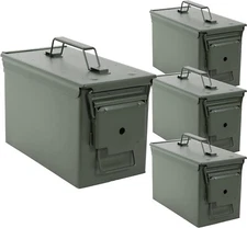 Convent Metal Ammo Storage Box 4pk - .50 Cal Green Locking Steel Can