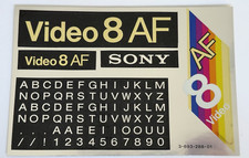 SONY Video 8 AF Camcorder Tape Stickers 3-693-288-01 Sticker Page - Vintage NOS
