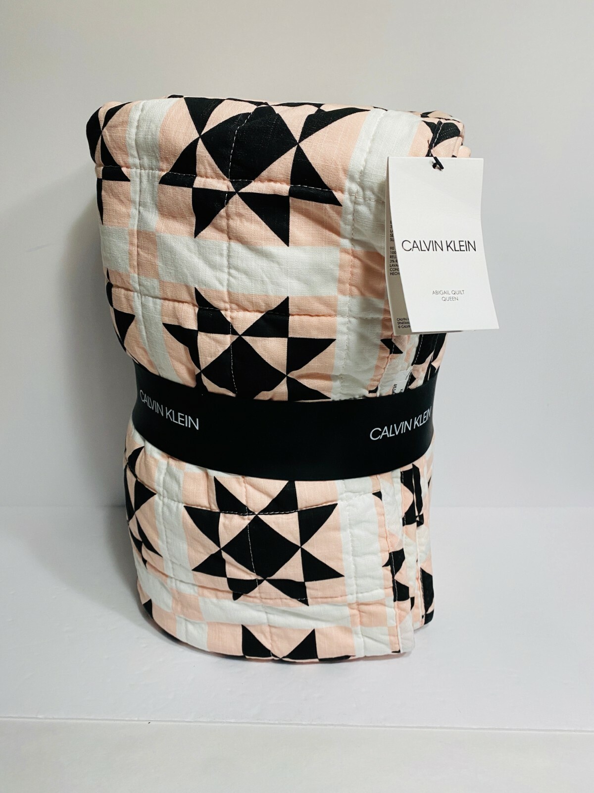 Calvin Klein Quilt Abigail Cotton Geometric Star Queen Pink/Black eBay