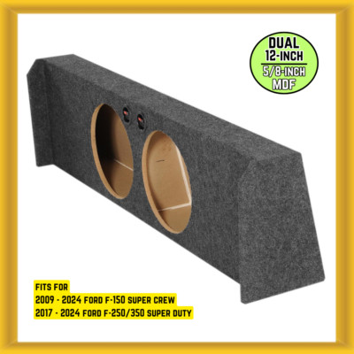 QPower Dual 12  Sealed Empty Woofer Enclosure for  09- 24 Ford F-150 Super Crew