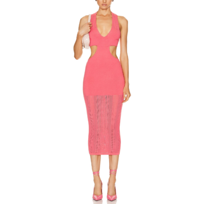 NWT Fleur Du Mal Sleeveless Pointelle Cutout Knit Pink Dress Size M | eBay