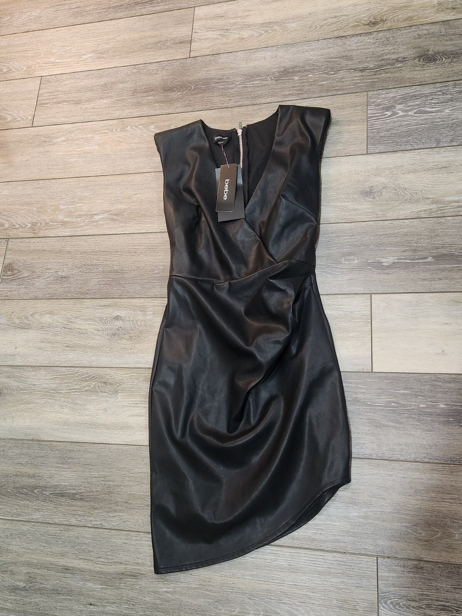 bebe vegan leather dress NWT Asymmetric Faux Wrap - Size XS TRENDINGNOW