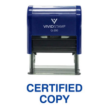 Certified Copy Self Inking Rubber Stamp Blue Ink - Medium