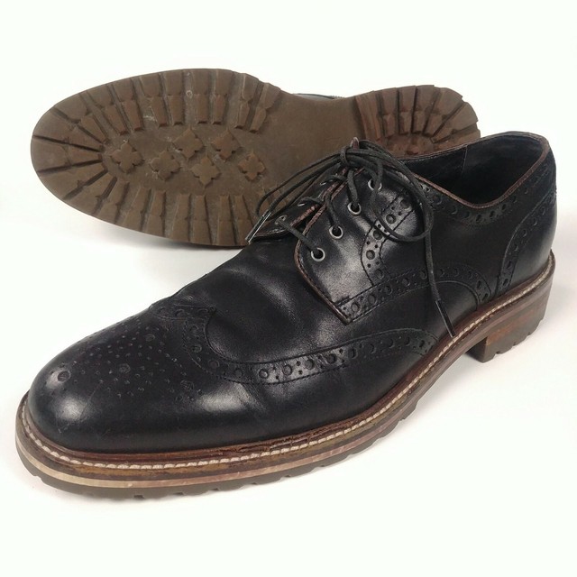 Johnston & Murphy JM 1850 Mens Wingtip Shoes Brogue Black Lug Soles