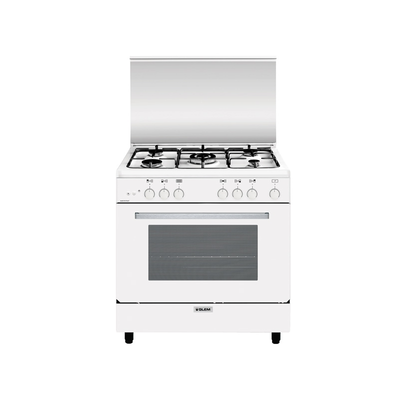 GLEM GAS A855GX CUCINA 80X50CM 5 FUOCHI FORNO A GAS CON GRILL COLORE BIANCO