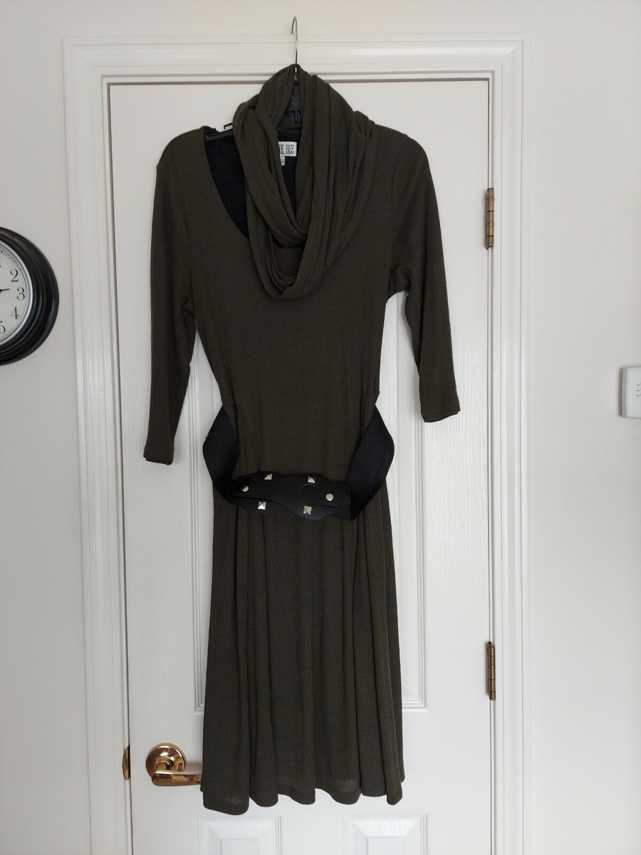 ROBBIE BEE GREEN DRESS W/ BELT AND SCARF SIZE L