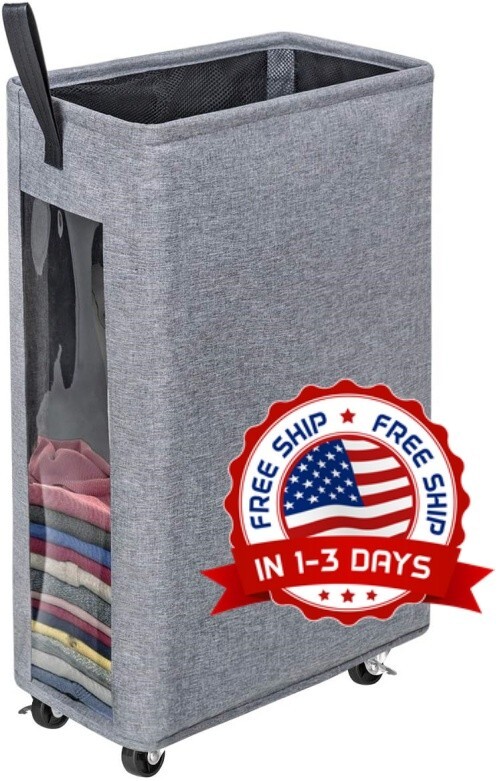 Cesto De Ropa Industrial Con Ruedas Y División Central Amazon.com:
