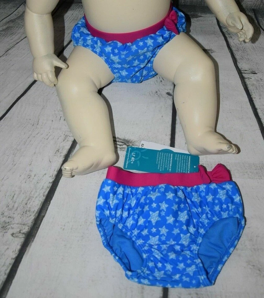 SCHIESSER Baby-Mädchen Schwimmwindel BadeSlip Badehose blau pink LF40+ Gr. 62/68 - Bild 2 von 4