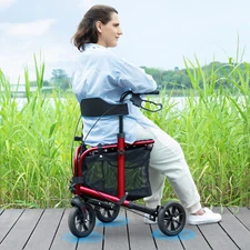 3-Wheel Rolling Walker Folding Rollator Walker 8" Wheels Seat Lightweight 10.7lb