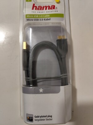 Hama Computer 3.0 USB-Kabel 0,75m USB-A/MicroUSB-B m/m Vergoldet Grau Neu