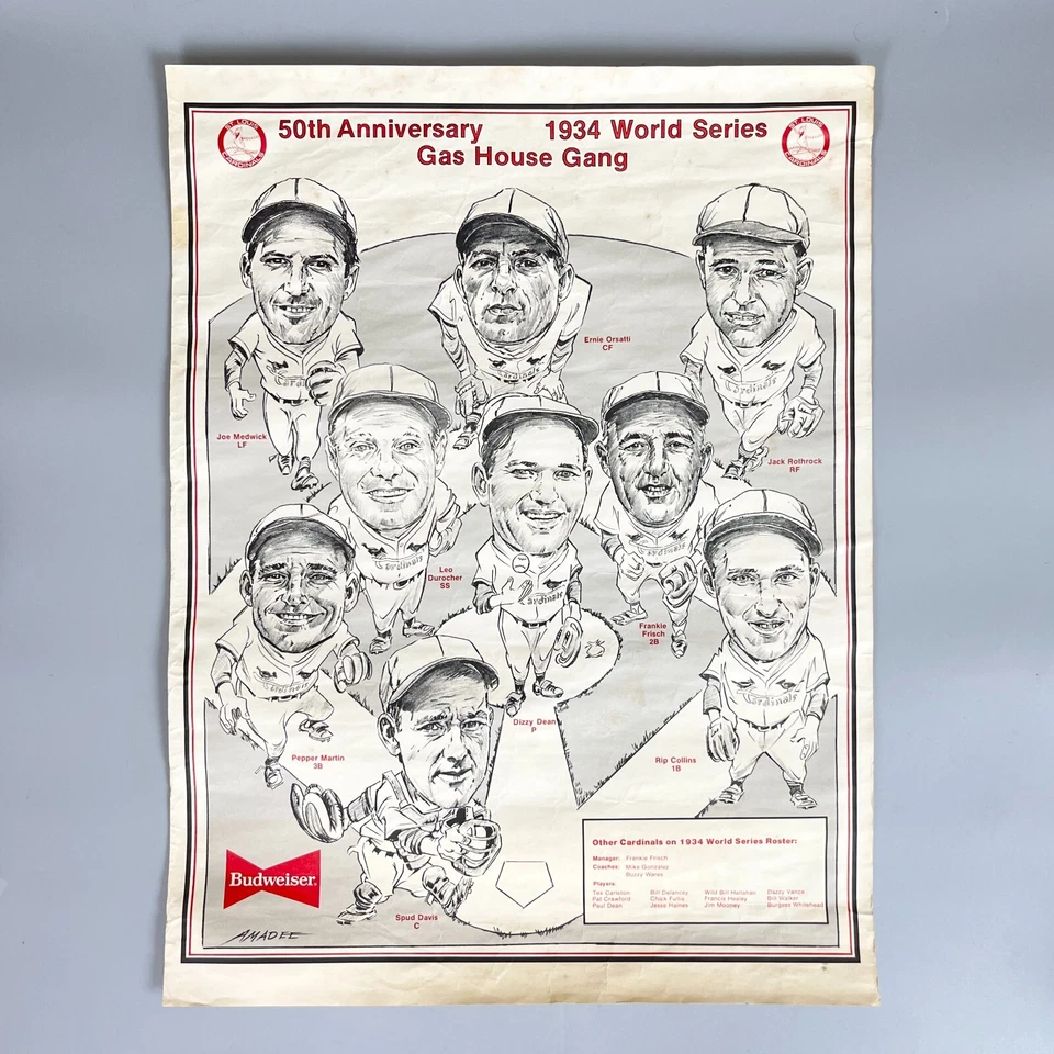 St. Louis Cardinals 1934 World Series Gas House Gang 50th Anniv Poster 1984 - Image 3 of 4