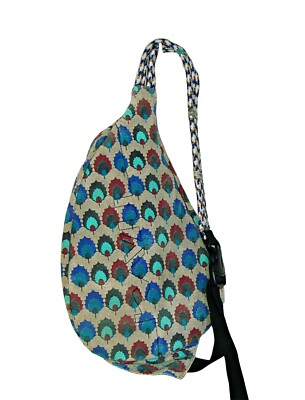 Kavu Rope Bag Sling Backpack Holly Leaf Grey Canvas Leaves Hiking Cotton 20x11 Kavu Rope Bag Sling Backpack Holly Leaf Grey Canvas Leaves  main image 2