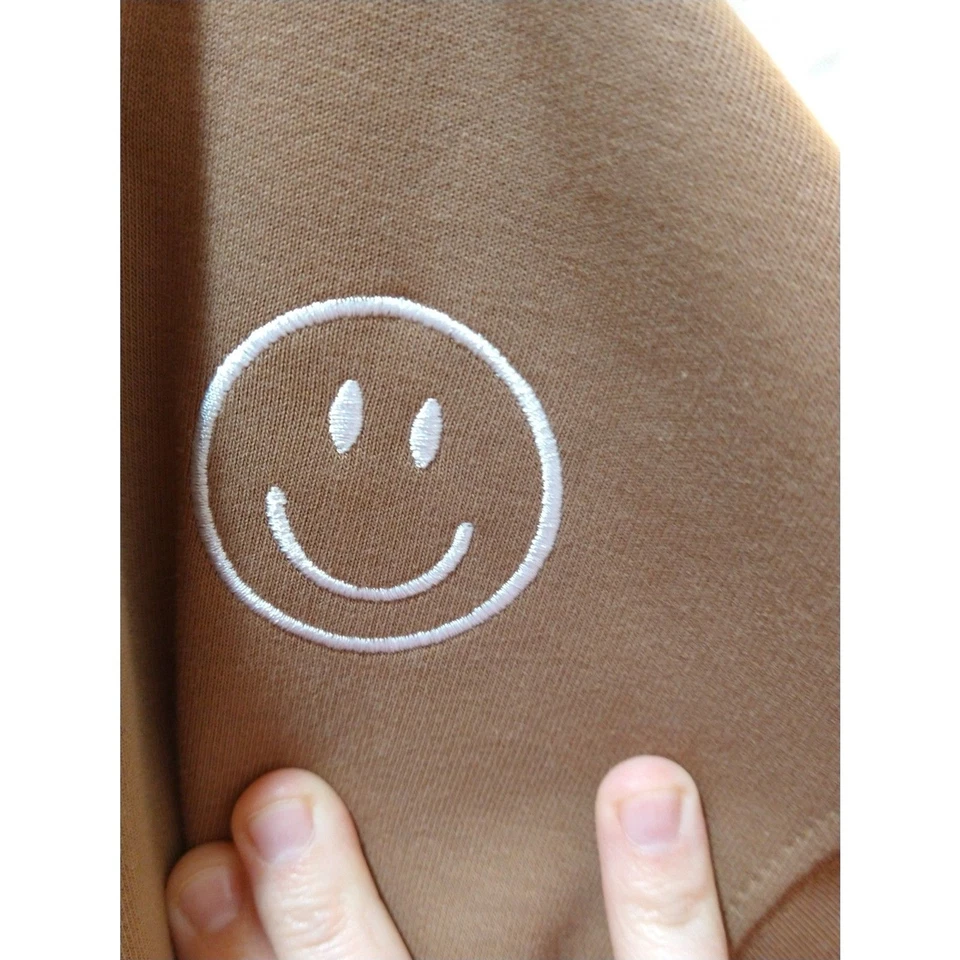 Hazel And Olive Womans 3X One Size Brown Oversized Sweater Smile Embroided Thick - Image 3 of 4