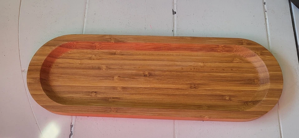 Pampered Chef In Box Bamboo Serving Board 15" Oval Tray Cracker Crudites Cheese - Image 4 of 4