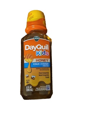 DayQuil Kids. Honey   Cold & Cough + Mucus. 8 fl.oz.  Ages 6+