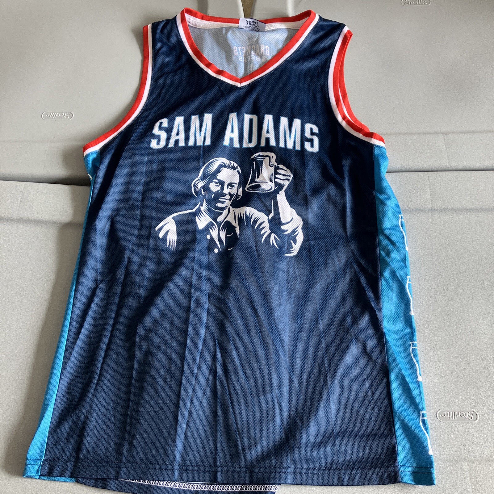 Men’s Sam Samual Adams Brackets & Beers Blue Basketball Jersey #23 Medium