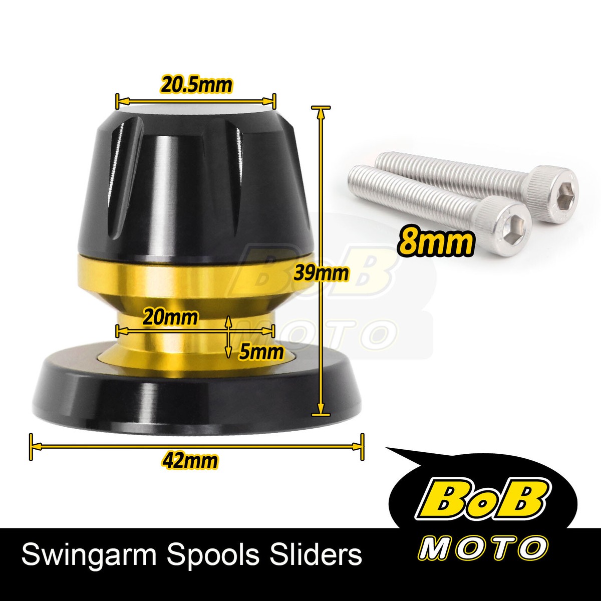 Gold M8 Swingarm Spools L-Sonic Fit Kawasaki Z400 19 20 | eBay
