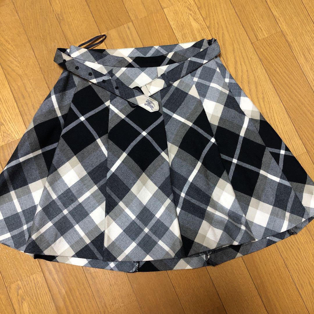BURBERRY BLUE LABEL スカート Burberry Blue Label Black White Nova Check Flare Skirt Size