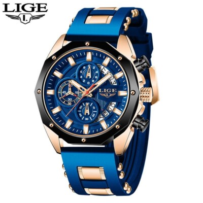 Men Watch Quartz Luminous Date Chronograph Dial 3ATM Waterproof Sport Wristwatch