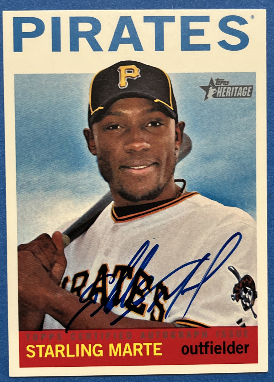 2013 Topps Heritage Real One Auto Starling Marte Pirates Blue Ink