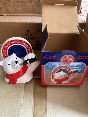 Vintage Collectible Coca Cola Polar Bear Collectible Napkin Holder 1998