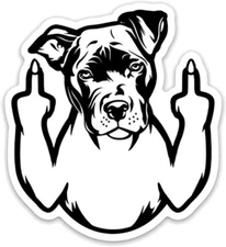 Pitbull Dog Funny Middle Finger Vinyl 3" Die Cut Sticker