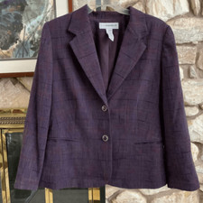 Sag harbor women  s purple plaid blazer size 16