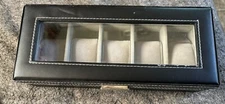 Songmics Watch Box With 6 Slots, Black , White Interior,2 Keys, Clean
