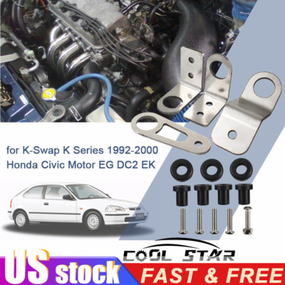 Bolt-On Radiator Bracket Kit For K-Series Engine Swaps In 1992-2000 Honda Civics - Aluminum, Downflow