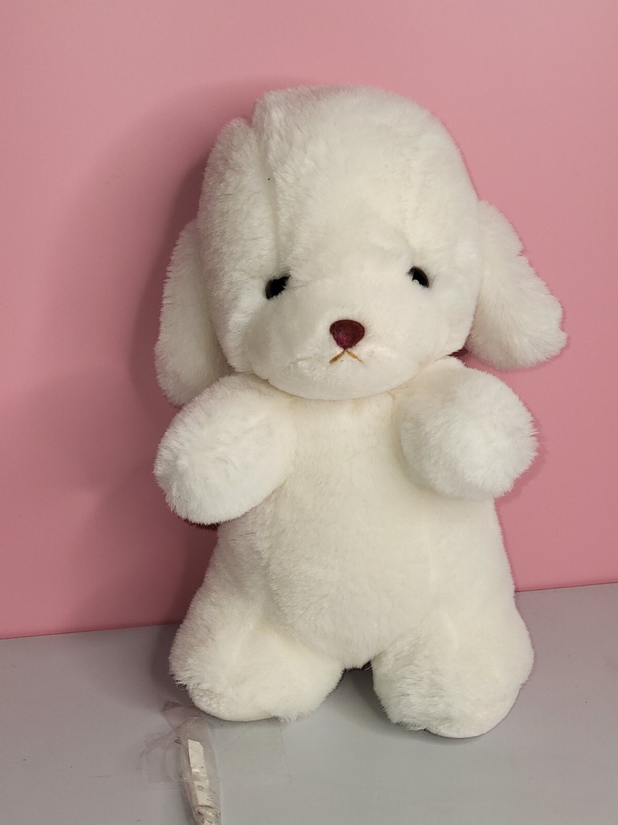 Vintage GUND Smooch Puppy Dog Plush Rattle White Stuffed