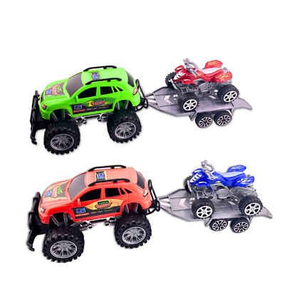 Pack Friction Powered Monster Trucks Car Toy SUV Towing ATV
