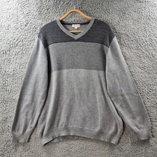 RESERVE Mens Jumper Size L Grey Knit Long Sleeve V-Neck Pullover