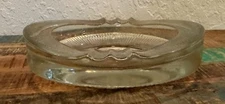 Retro MCM clear art glass table cigarette ashtray 6 1/2" 4 slot round