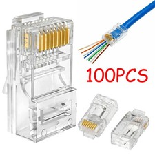 100pcs RJ45 Pass Through Modular Plug Network Cable Connector End 8P8C CAT6 CAT5