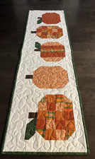 Hand Made Quilted Table Runner/ Topper /Mat  12" x 43"  Pumpkins