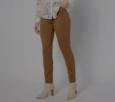 Susan Graver Petite Stretch Slim Leg Ankle Pants- Mocha Sz 1XP a623500