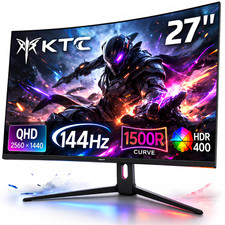 KTC 27" Curved Gaming Monitor 2.5K 1440P QHD 144Hz 1ms 1500R HDR400 HVA