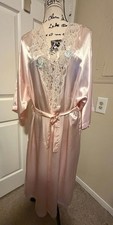 Vintage Val Mode Pink Satin Lace Nightgown Robe Set Lingerie Medium