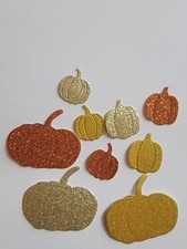 9 Assorted Pumpkins Glittered Cardstock die cuts For scrapbook  cards