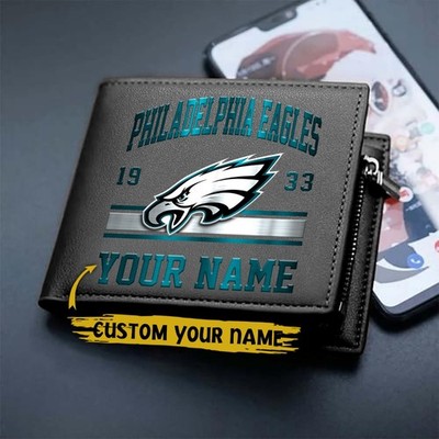 Personalized Philadelphia Football Team Eagless Men Leather Wallet Dad Husband