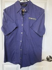 Harley Davidson Blue &ldquo;Shop&rdquo; Shirt Style Ladies Large Shirt! Nice!
