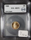 US Mint American Gold Eagle Coin 1986 ICG MS70 1/10 oz $5 no reserve