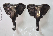 Pair of Bronze finished cast metal Elephant coat hooks