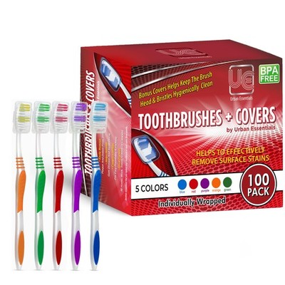 Bulk Toothbrush Package with Covers | Premium Quality Individually Wrapped Co...