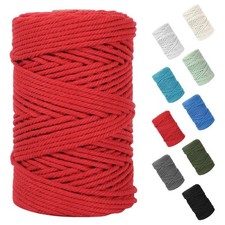 Macrame Cord 5mm x 109 Yards Natural Cotton Rope 4 Strands Red Decor Supply