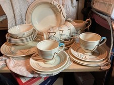 Myott Art Deco Hand-Painted Tea Wares, Amazing Hand Painted set, 24 pieces RARE