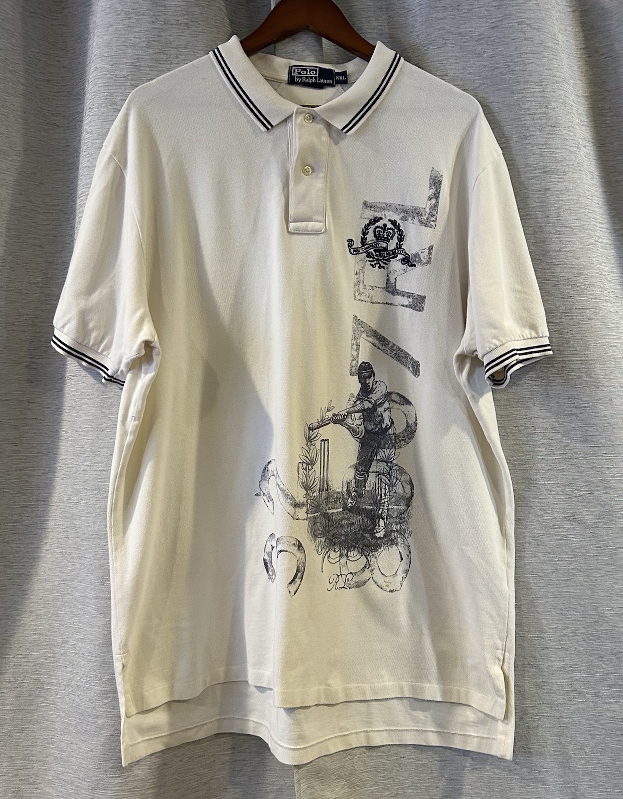 Polo Ralph Lauren Shirt Mens XXL White Polo PRL Baseball Player Vintage