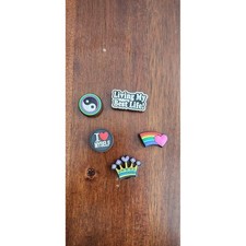 Cute Shoe Charms Croc Love Myself Rainbow Crown Yin Yang Best Life Set of 5
