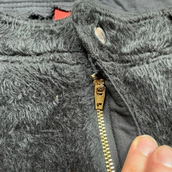 Vintage lip service fuzzy faux fur fleece black flared womens grunge pants 30 - Image 4 of 4