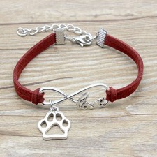 Infinity Paw Print Bracelet   Adjustable Love Charm Pet Jewelry Gift for Dog  C